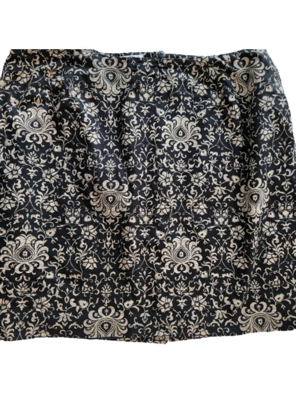 Talbots Cotton Black and Gold Brocade Skirt Petite 22W EUC